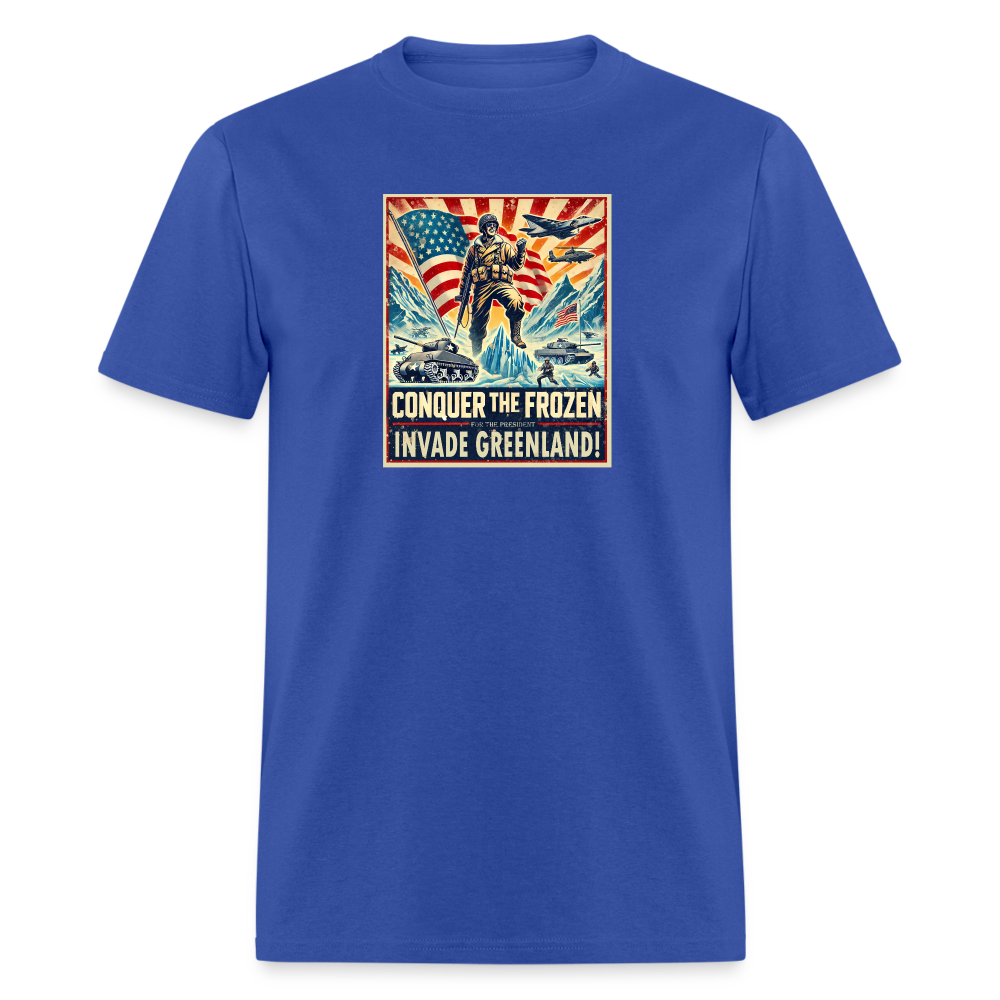 "Invade Greenland" Vintage Propaganda Unisex Classic Graphic Tee - royal blue