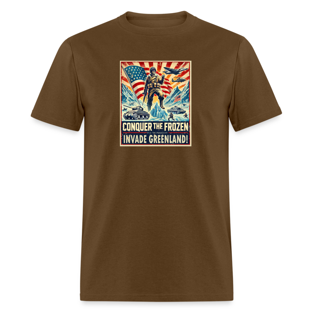 "Invade Greenland" Vintage Propaganda Unisex Classic Graphic Tee - brown