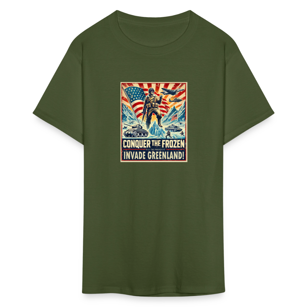 "Invade Greenland" Vintage Propaganda Unisex Classic Graphic Tee - military green