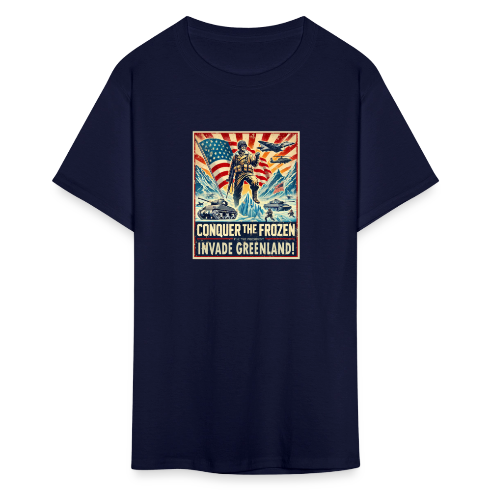 "Invade Greenland" Vintage Propaganda Unisex Classic Graphic Tee - navy