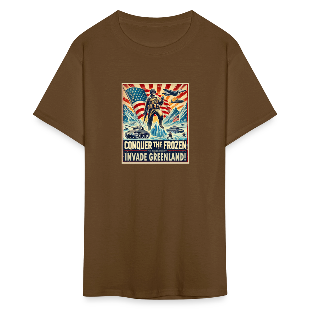 "Invade Greenland" Vintage Propaganda Unisex Classic Graphic Tee - brown