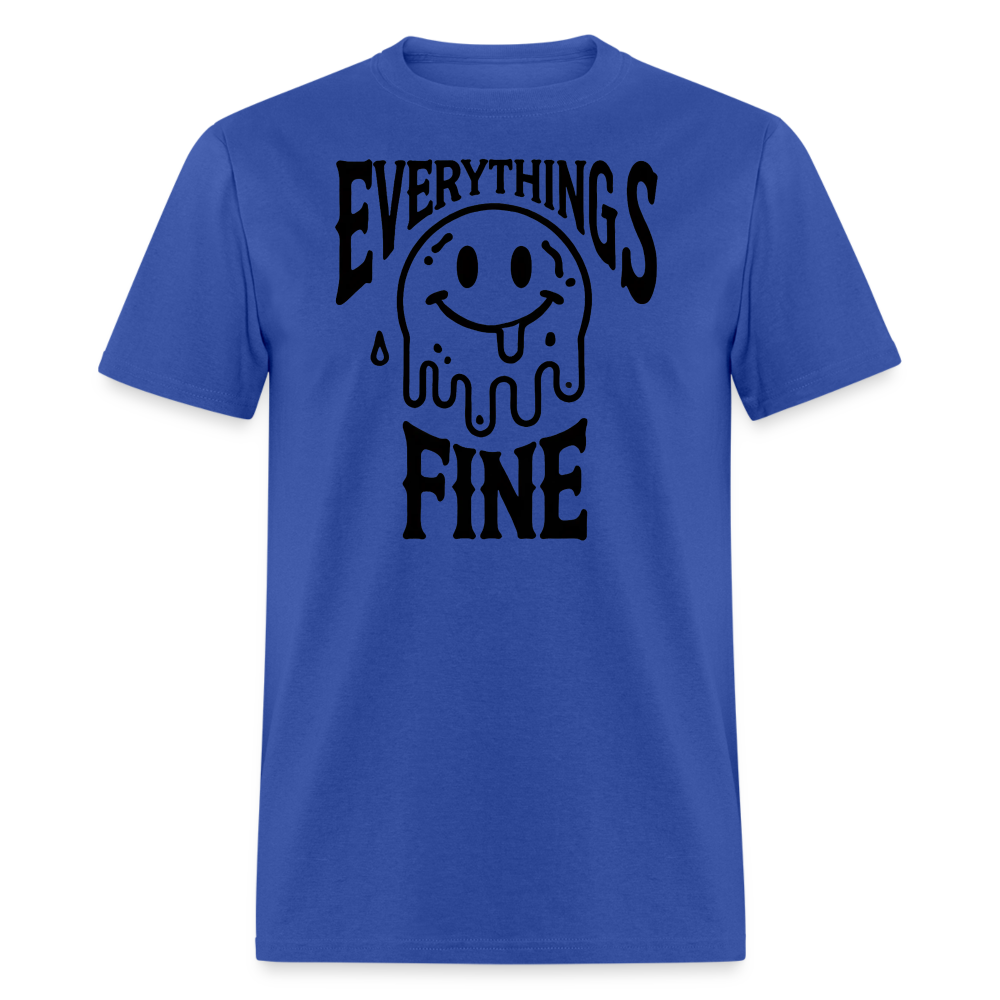 Everything's Fine Melting Smiley Graphic Tee - royal blue