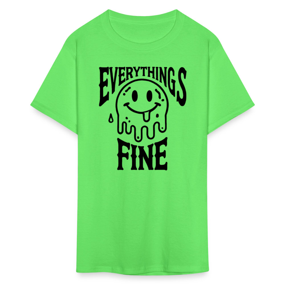 Everything's Fine Melting Smiley Graphic Tee - kiwi