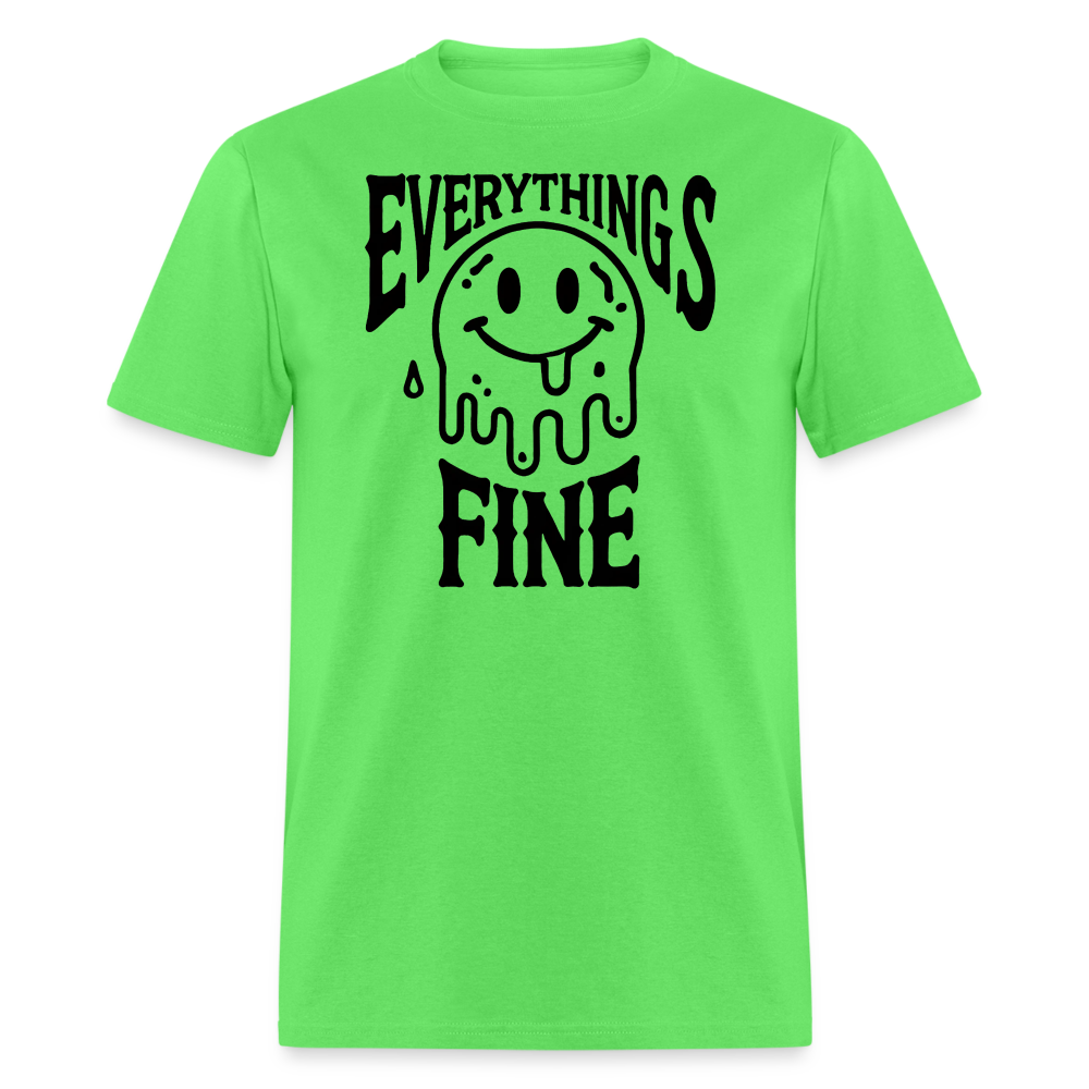 Everything's Fine Melting Smiley Graphic Tee - kiwi