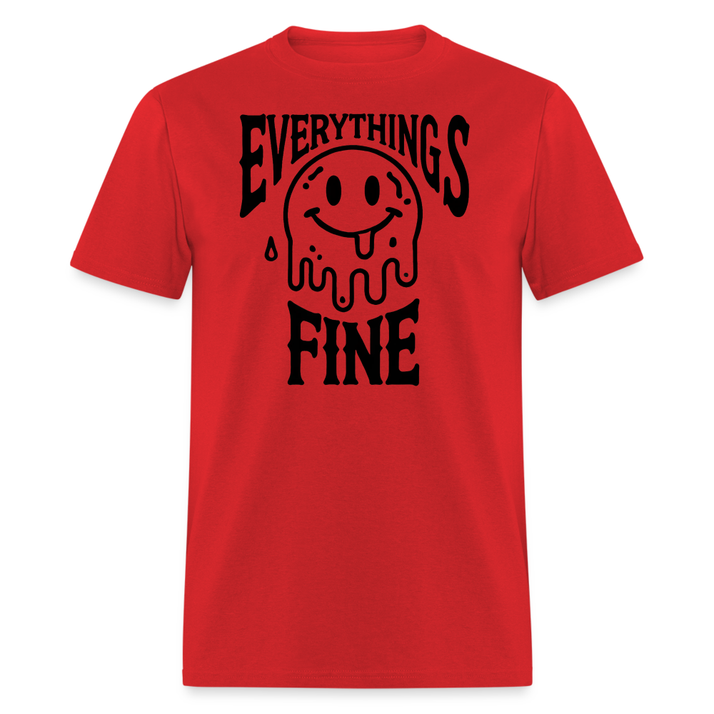 Everything's Fine Melting Smiley Graphic Tee - red