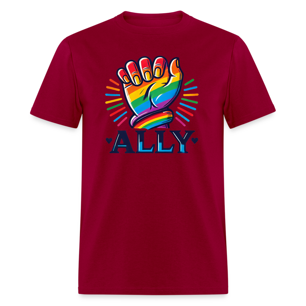 LGBTQ+ Ally Graphic Tee - dark red