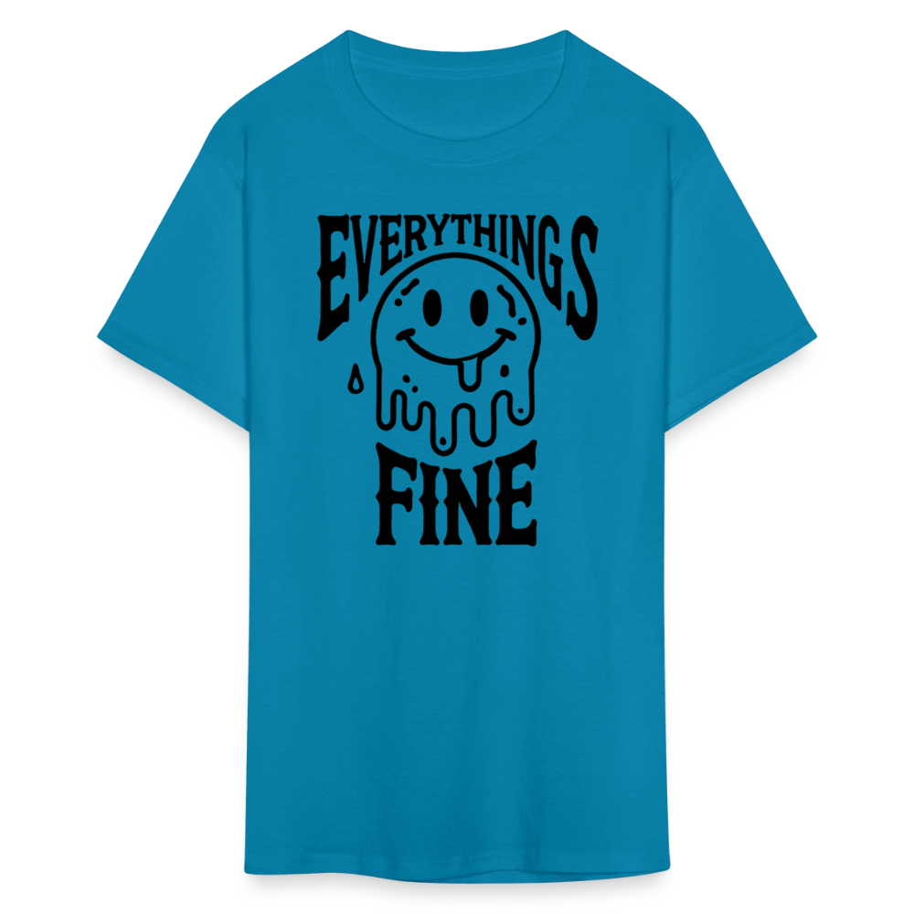 Everything's Fine Melting Smiley Graphic Tee - turquoise