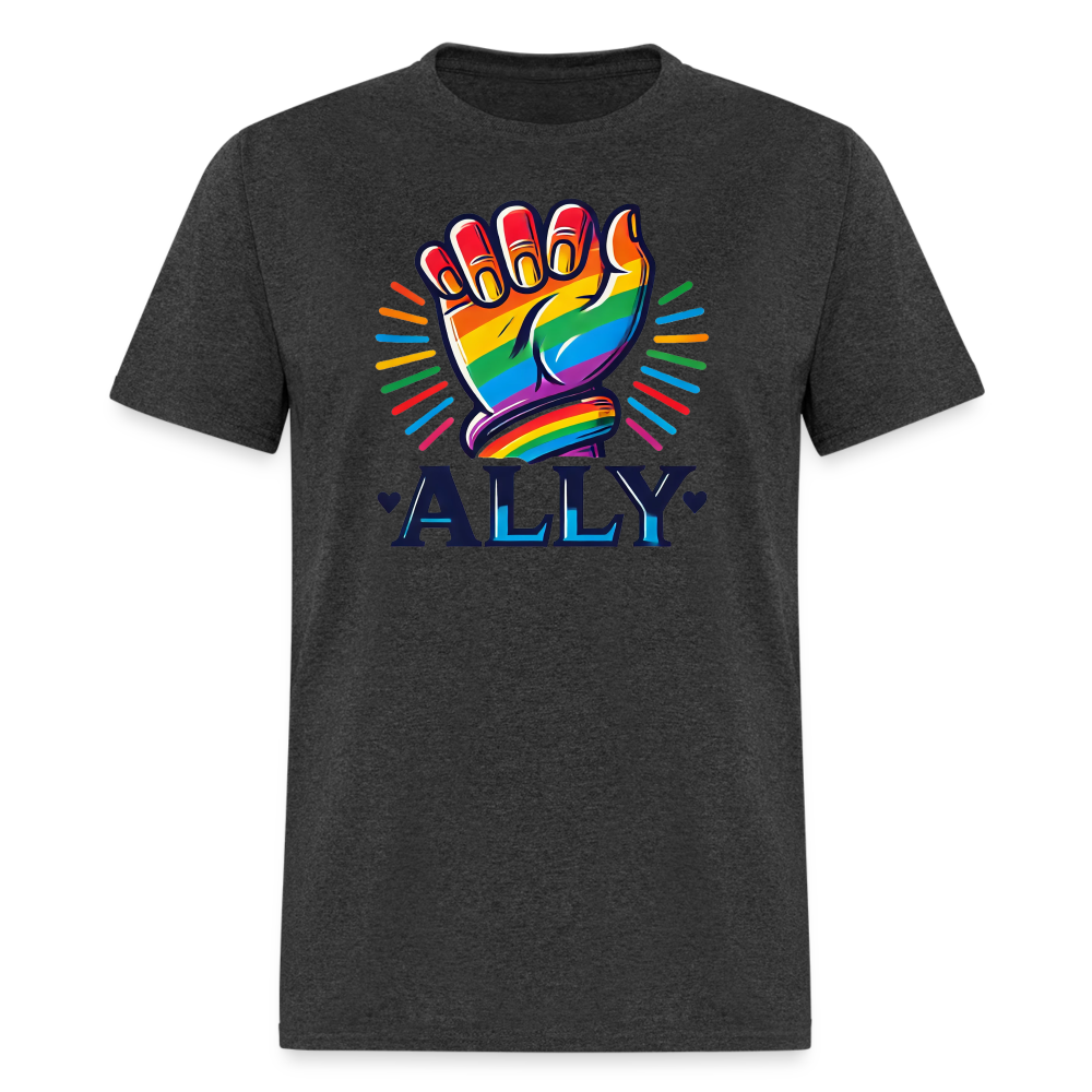 LGBTQ+ Ally Graphic Tee - heather black