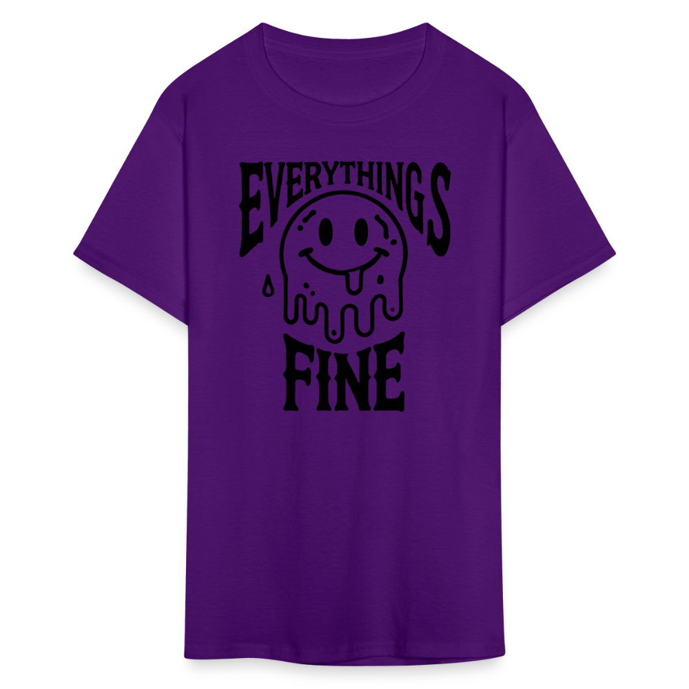 Everything's Fine Melting Smiley Graphic Tee - purple