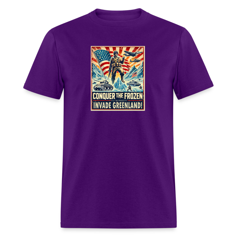 "Invade Greenland" Vintage Propaganda Unisex Classic Graphic Tee - purple