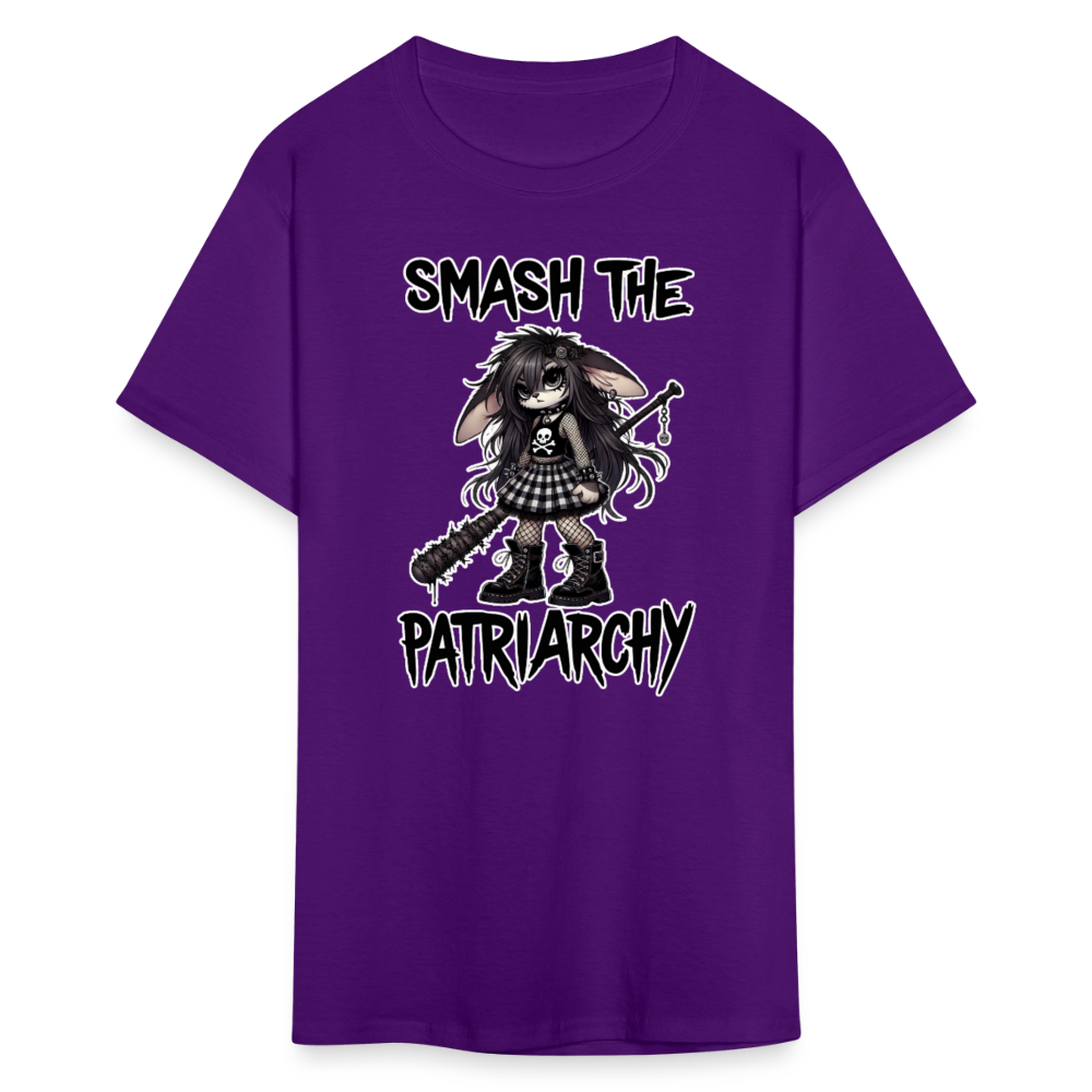 Smash the Patriarchy Punk Bunny Tee - Grunge, Emo, Goth Style Shirt with Barbed Wire Bat - purple