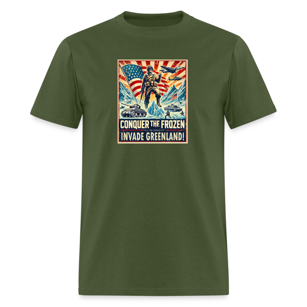 "Invade Greenland" Vintage Propaganda Unisex Classic Graphic Tee - military green