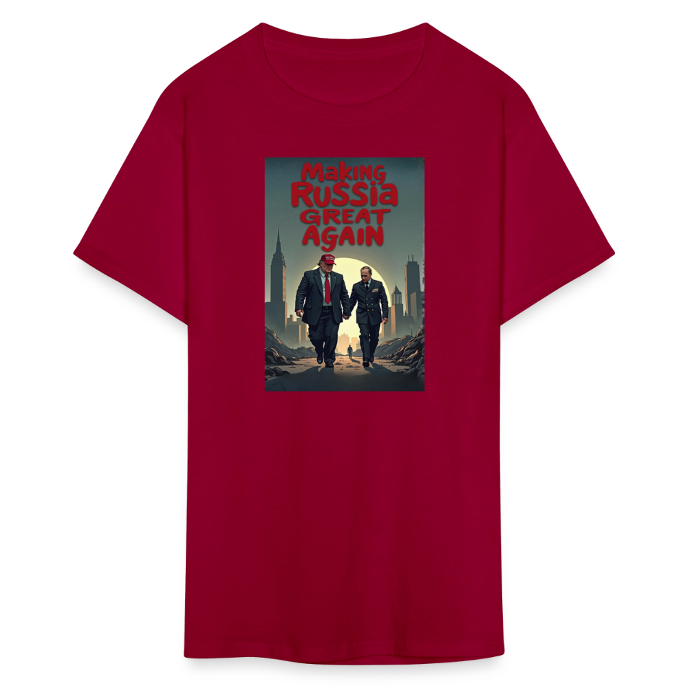 Making Russia Great Again" T-Shirt – Trump & Putin BFFs in Dystopian Reality | Political Satire Tee - dark red