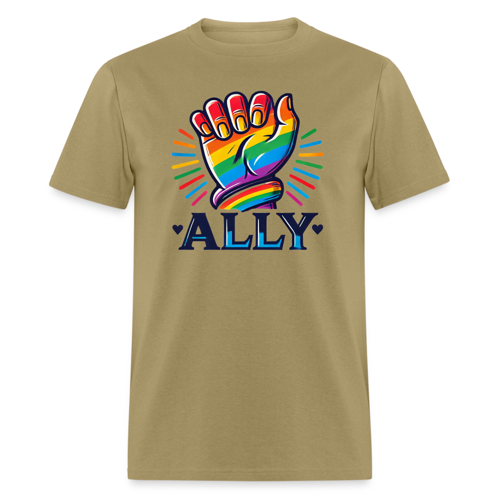 LGBTQ+ Ally Graphic Tee - khaki