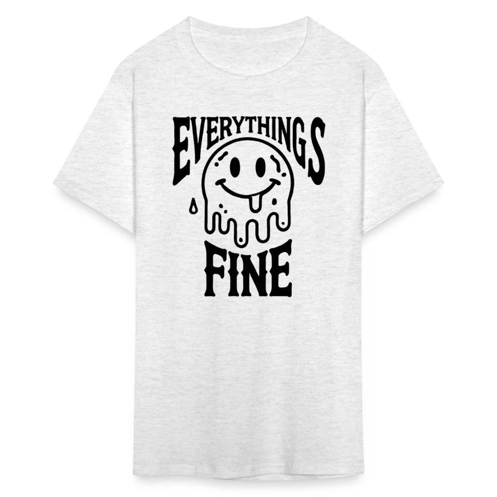 Everything's Fine Melting Smiley Graphic Tee - light heather gray