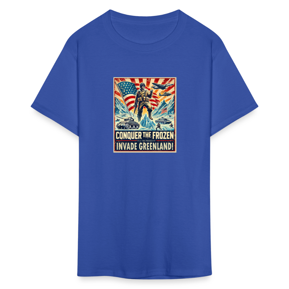 "Invade Greenland" Vintage Propaganda Unisex Classic Graphic Tee - royal blue