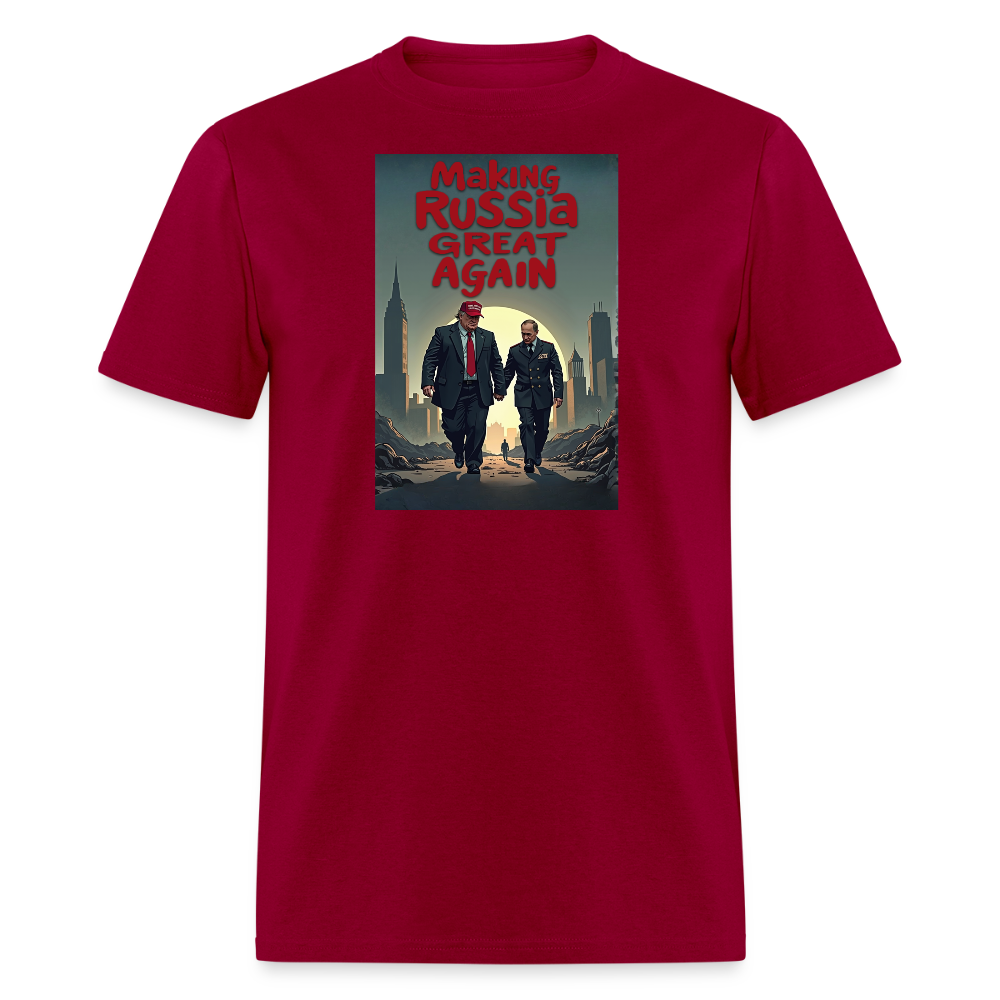 Making Russia Great Again" T-Shirt – Trump & Putin BFFs in Dystopian Reality | Political Satire Tee - dark red