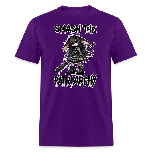 Smash the Patriarchy Punk Bunny Tee - Grunge, Emo, Goth Style Shirt with Barbed Wire Bat - purple