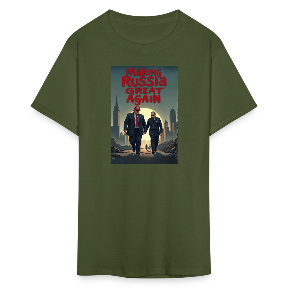 Making Russia Great Again" T-Shirt – Trump & Putin BFFs in Dystopian Reality | Political Satire Tee - military green