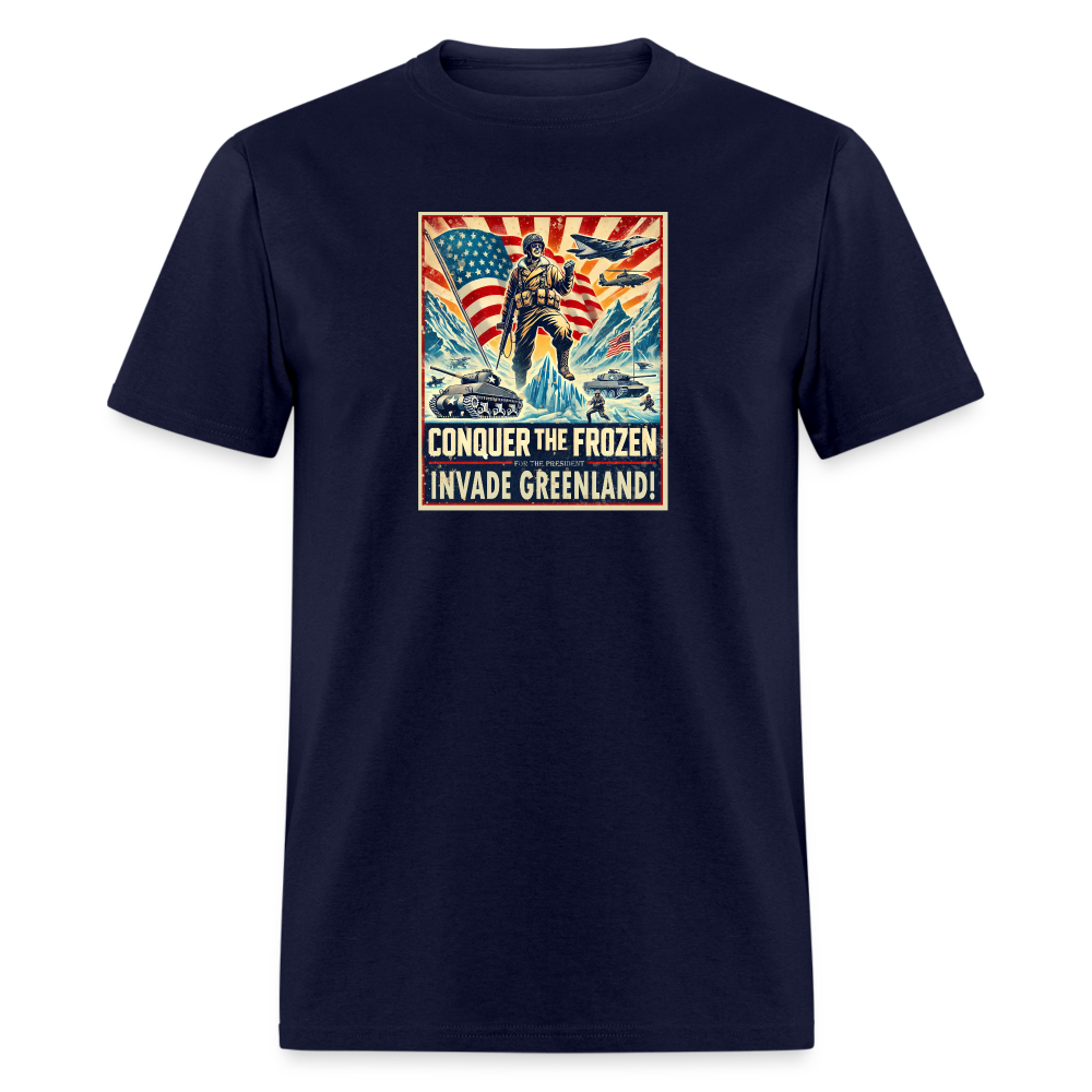 "Invade Greenland" Vintage Propaganda Unisex Classic Graphic Tee - navy