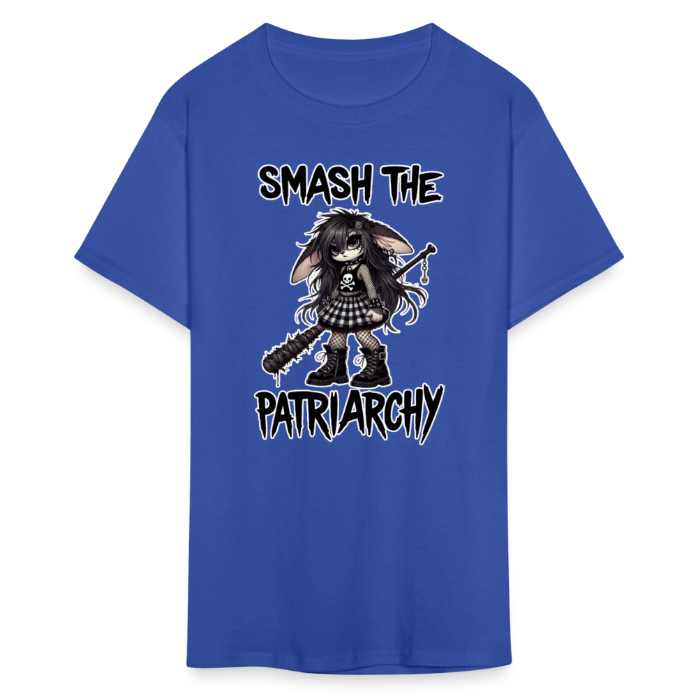 Smash the Patriarchy Punk Bunny Tee - Grunge, Emo, Goth Style Shirt with Barbed Wire Bat - royal blue