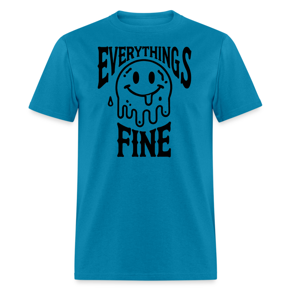 Everything's Fine Melting Smiley Graphic Tee - turquoise