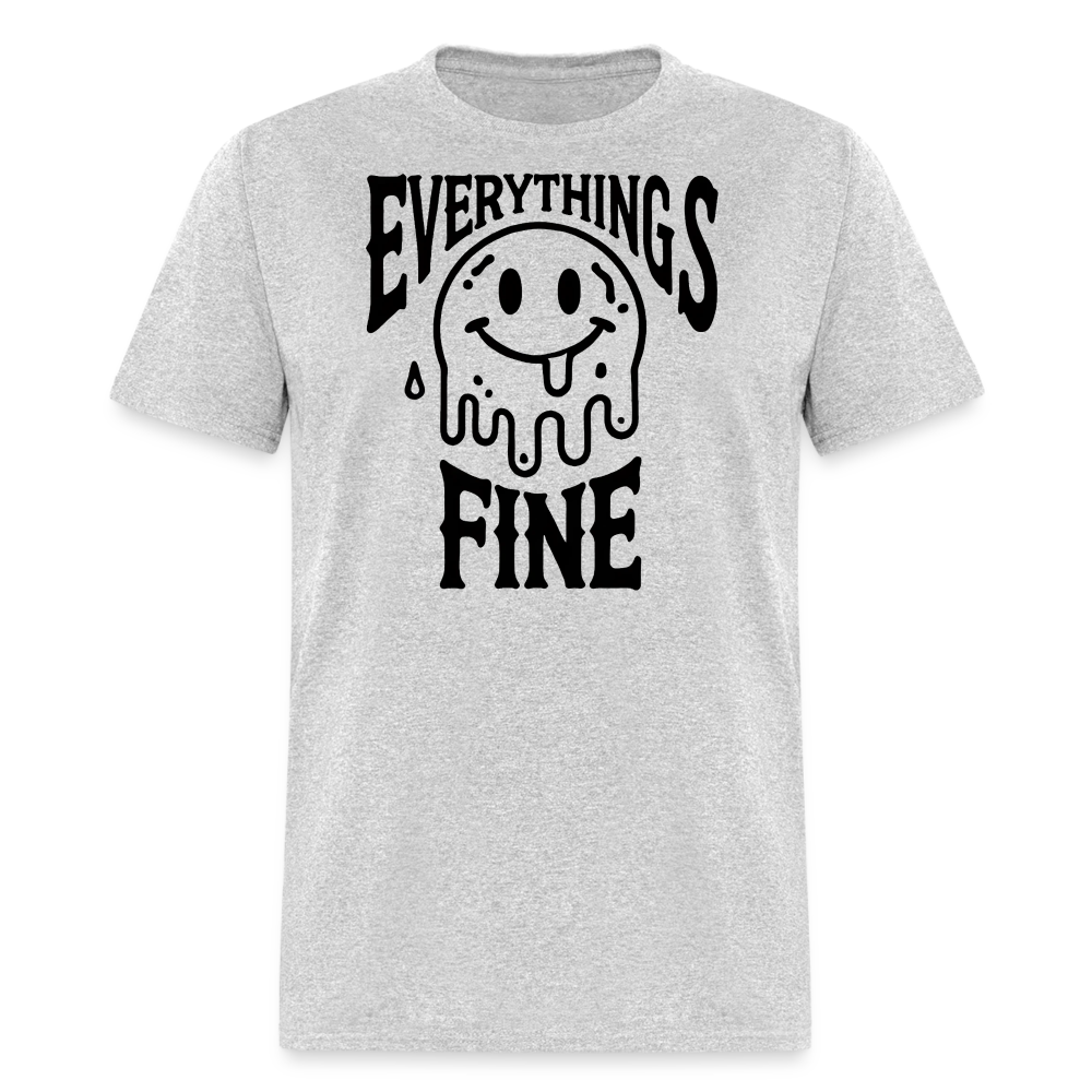 Everything's Fine Melting Smiley Graphic Tee - heather gray