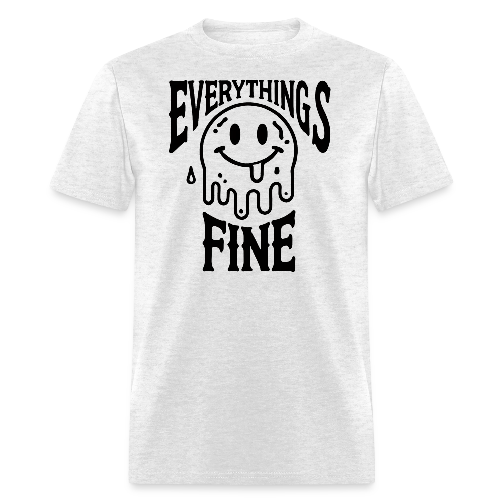 Everything's Fine Melting Smiley Graphic Tee - light heather gray