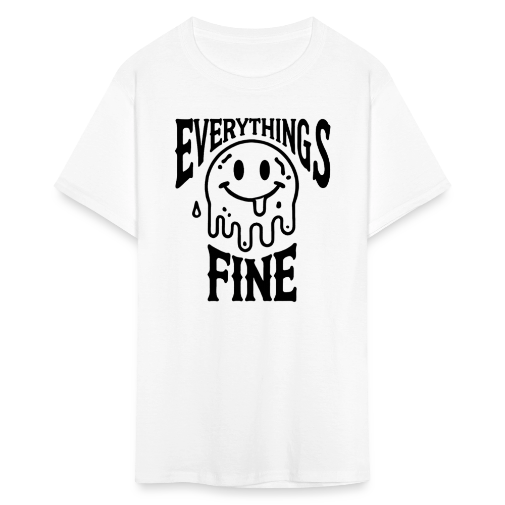 Everything's Fine Melting Smiley Graphic Tee - white