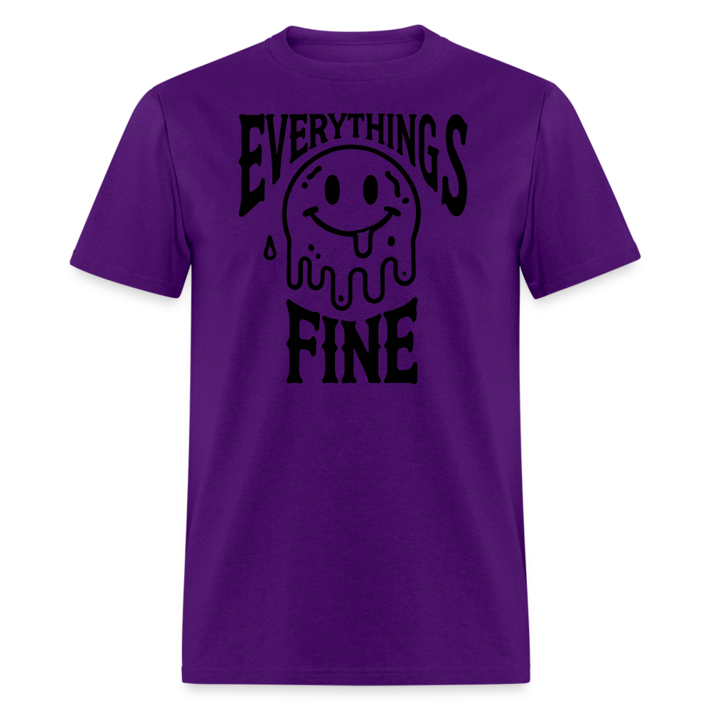 Everything's Fine Melting Smiley Graphic Tee - purple