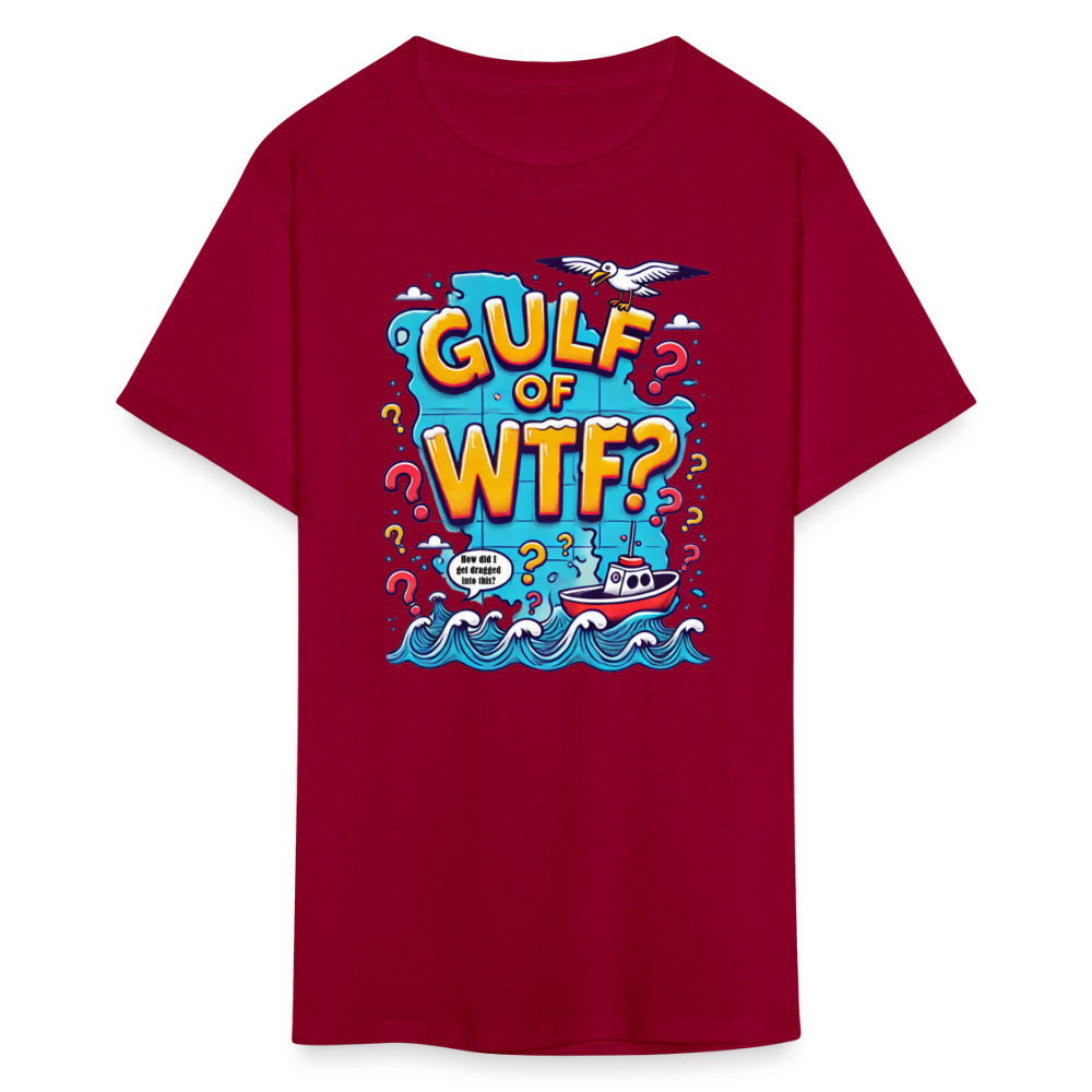 Gulf of WTF Tee Shirt - dark red