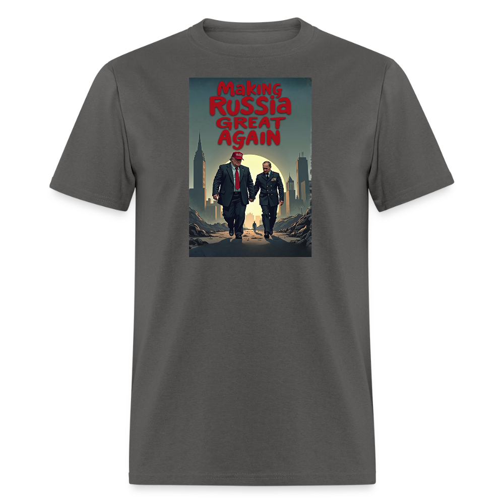 Making Russia Great Again" T-Shirt – Trump & Putin BFFs in Dystopian Reality | Political Satire Tee - charcoal