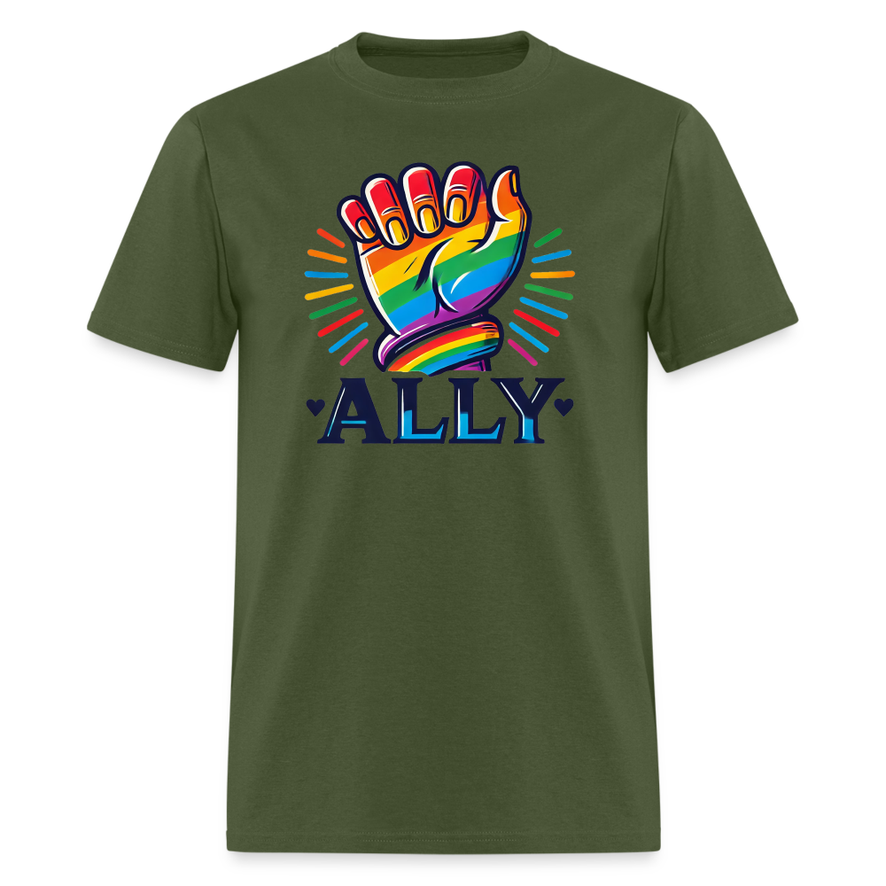 LGBTQ+ Ally Graphic Tee - military green