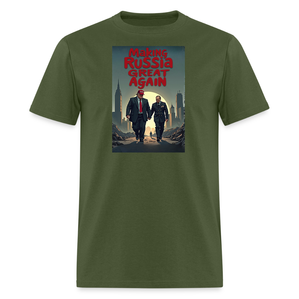 Making Russia Great Again" T-Shirt – Trump & Putin BFFs in Dystopian Reality | Political Satire Tee - military green